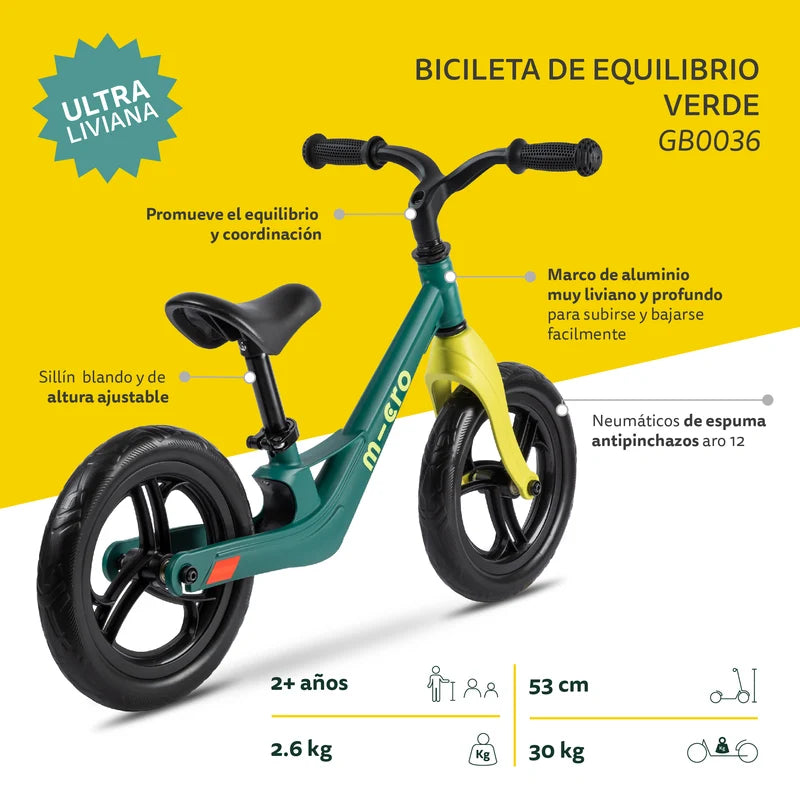 Bicicleta de Equilibrio MICRO verde 2+