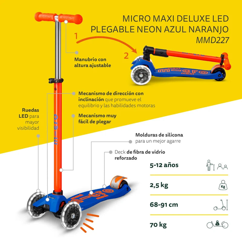 Scooter MICRO Maxi Deluxe azul/naranjo 5+