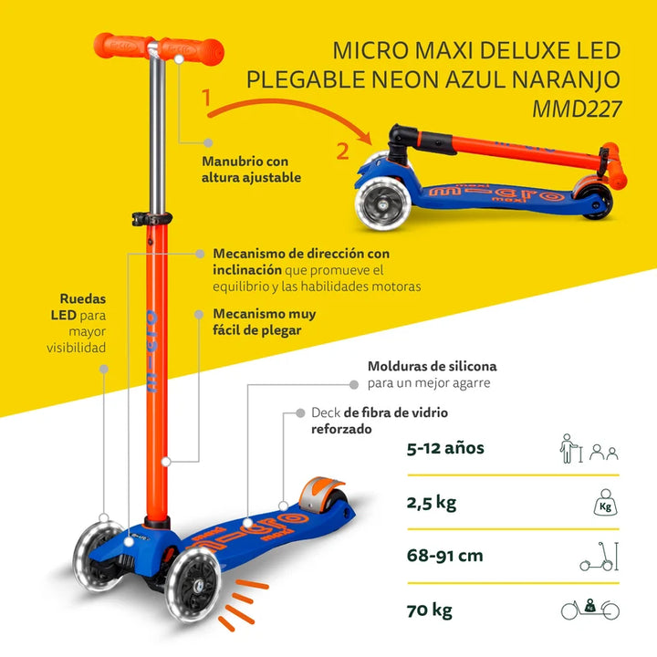Scooter MICRO Maxi Deluxe azul/naranjo 5+