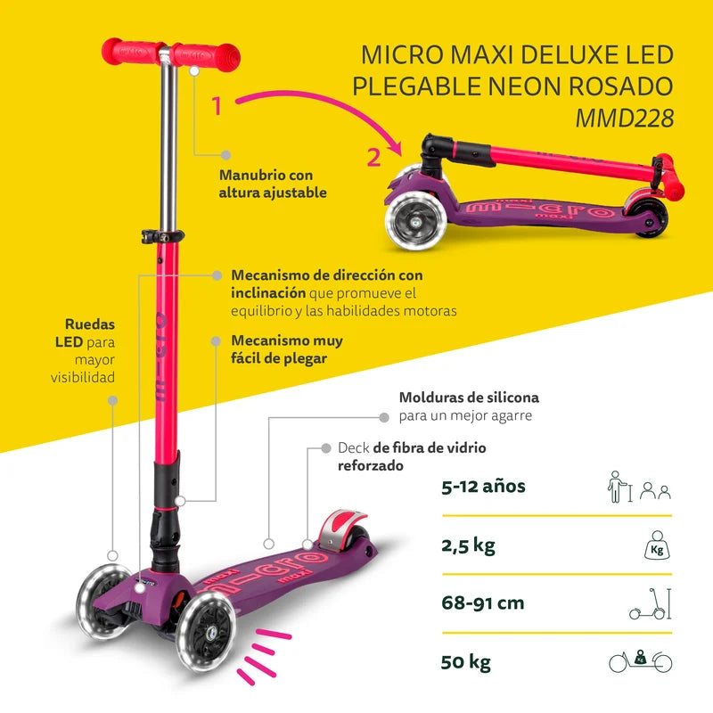 Scooter MICRO Maxi Deluxe fucsia/morado 5+