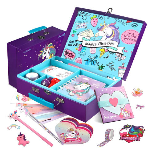 Maleta papelería unicornio