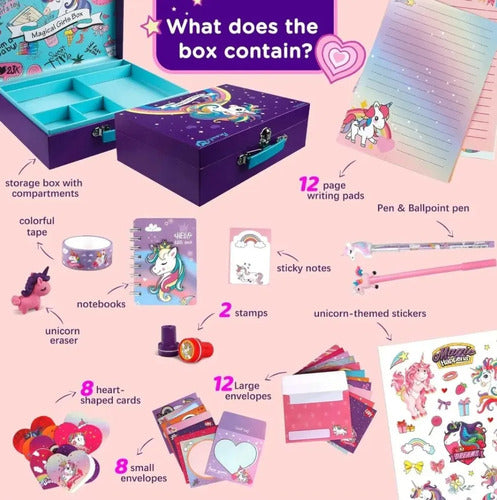 Maleta papelería unicornio