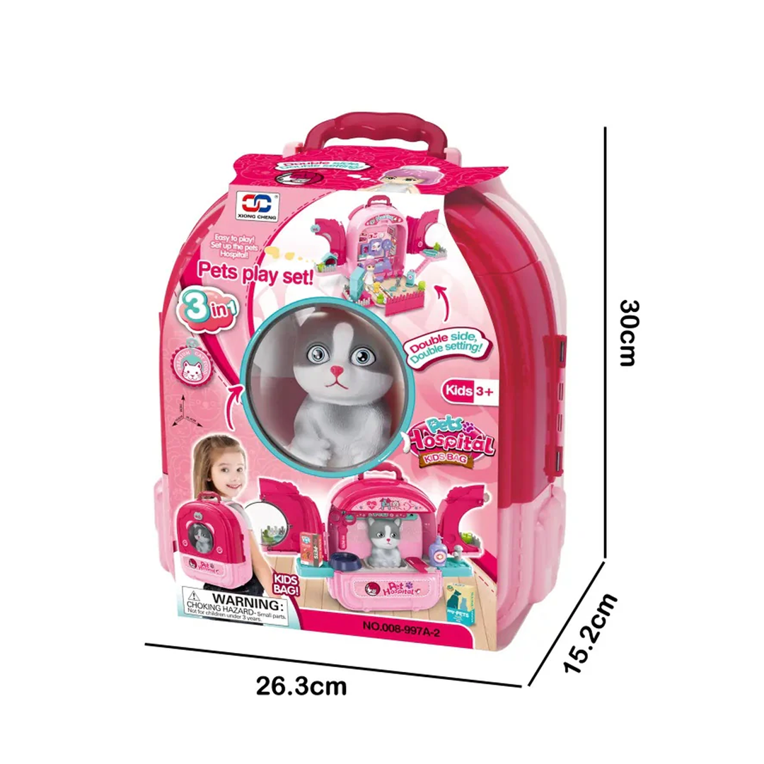 Maleta 3 en 1 Cuidados Mascota Gato Pets Hospital
