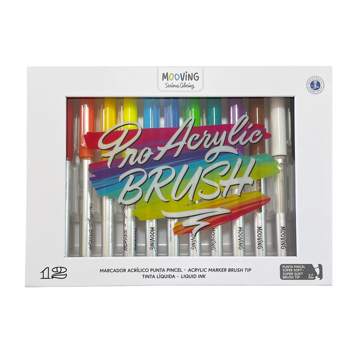 Estuche 12 Marcadores Brush Acrilicos Premium