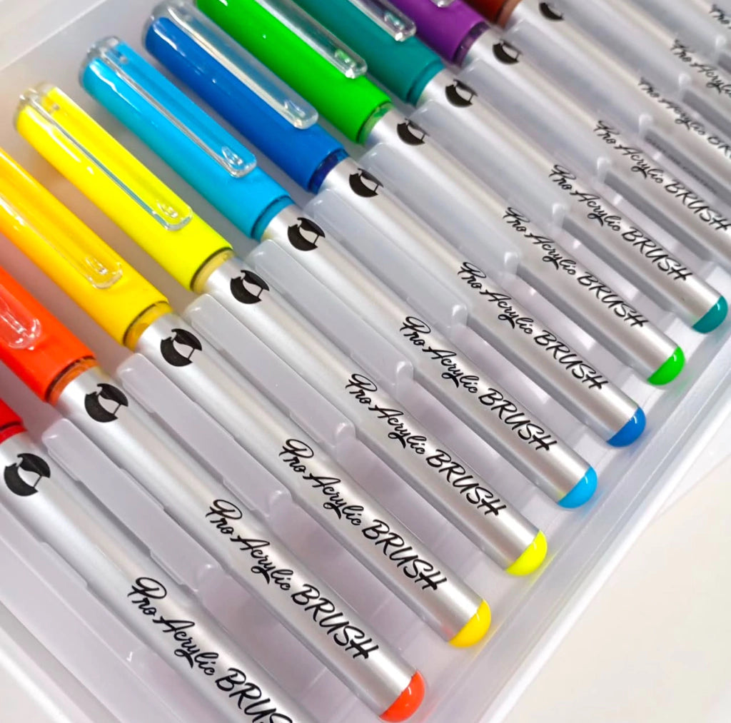 Estuche 12 Marcadores Brush Acrilicos Premium